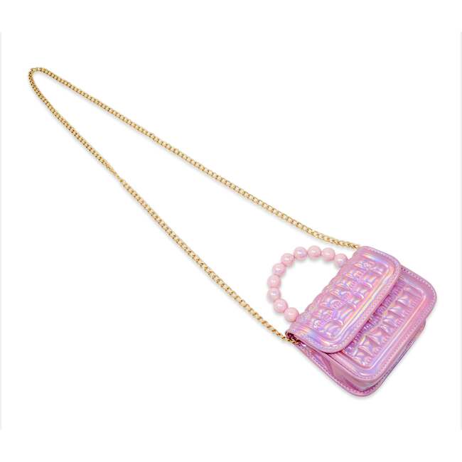 Mini Glam Quilted Pearl Handle Purse,  Pink - Bags - 4