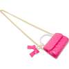 Quilted Pearl Handle Bow Ribbon Handbag,  Hot Pink - Bags - 4