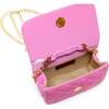 Pearl Handle Message Charm Handbag,  Hot Pink - Bags - 5