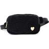 Fuzzy Belt Bag with Heart for Kids, Black - Bags - 1 - thumbnail