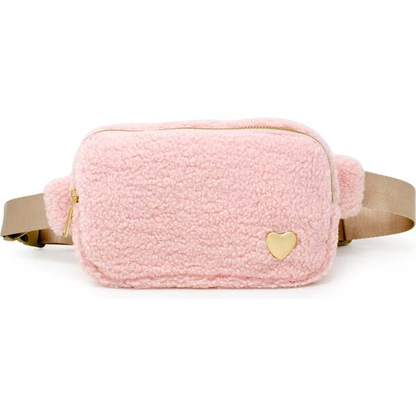 Fuzzy Belt Bag with Heart for Kids, Pink - Zomi Gems Bags | Maisonette