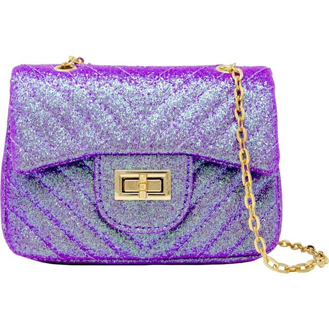 Classic Glitter Wave Handbag,  Purple