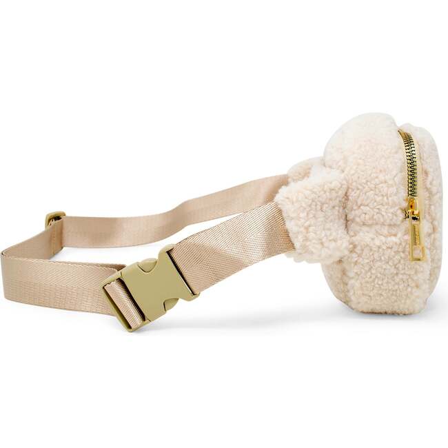 Fuzzy Belt Bag with Heart for Kids, Beige - Bags - 2