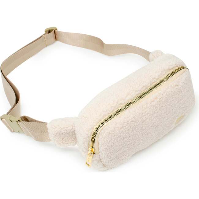 Fuzzy Belt Bag with Heart for Kids, Beige - Bags - 3