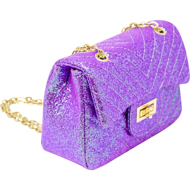 Classic Glitter Wave Handbag,  Purple - Bags - 3