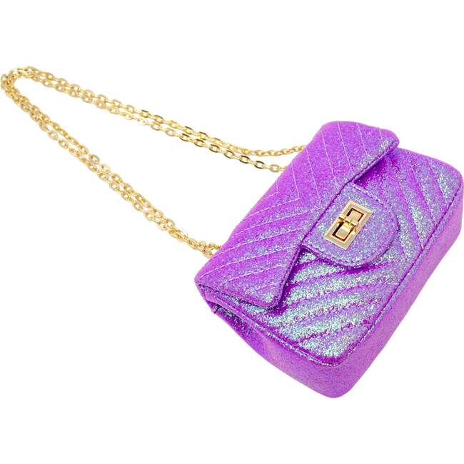 Classic Glitter Wave Handbag,  Purple - Bags - 4