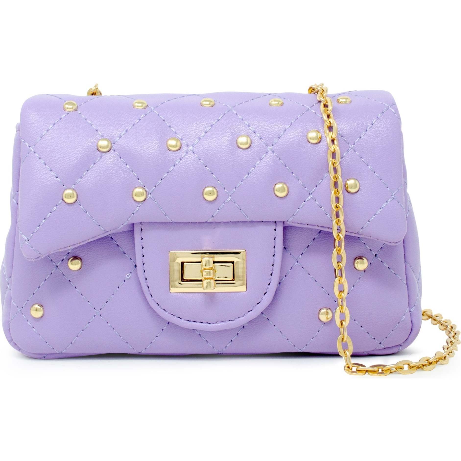 Classic Quilted Stud Handbag, Purple - Zomi Gems Bags