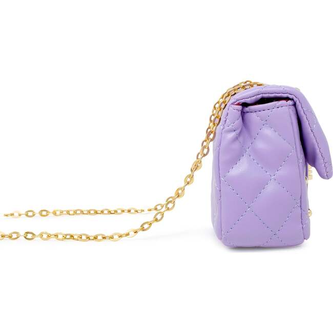 Classic Quilted Stud Handbag,  Purple - Bags - 2