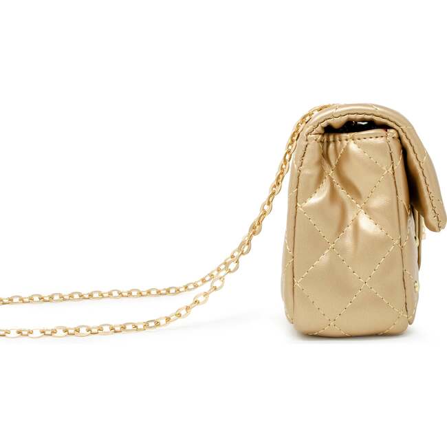 Classic Quilted Stud Handbag,  Gold - Bags - 2