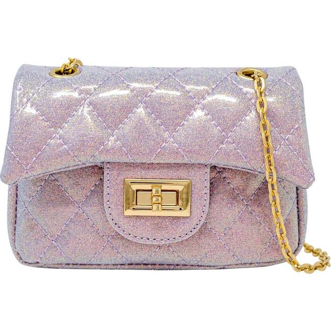 Classic Quilted Sparkle Mini Purse,  Purple