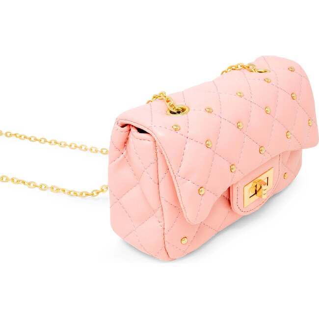 Classic Quilted Stud Handbag,  Pink - Bags - 3