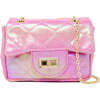 Classic Quilted Shiny Handbag,  Pink - Bags - 1 - thumbnail