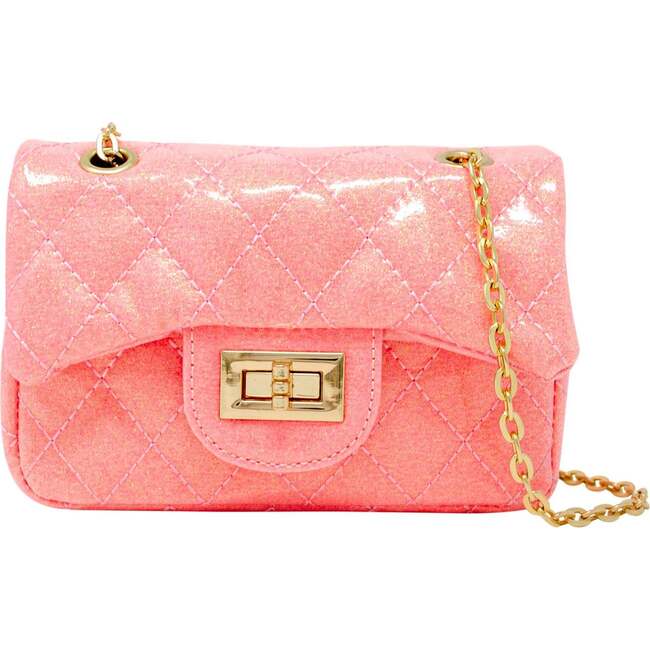 Classic Quilted Sparkle Mini Purse,  Pink