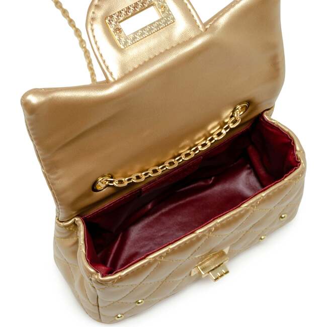 Classic Quilted Stud Handbag,  Gold - Bags - 5