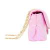 Classic Quilted Shiny Handbag,  Pink - Bags - 2