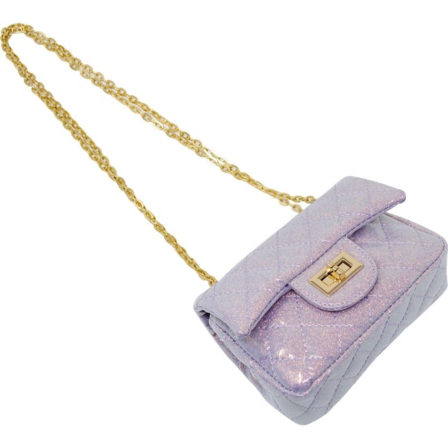 Classic Quilted Sparkle Mini Purse,  Purple - Bags - 4