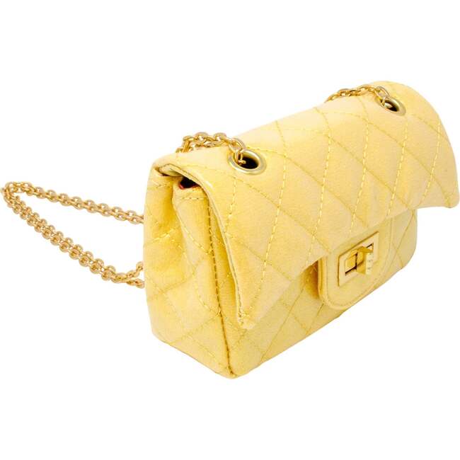 Classic Quilted Sparkle Mini Purse,  Yellow - Bags - 3