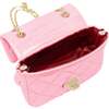 Classic Quilted Shiny Handbag,  Pink - Bags - 3