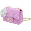 Classic Quilted Flower Pearl Handbag,  Purple - Bags - 3