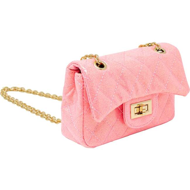 Classic Quilted Sparkle Mini Purse,  Pink - Bags - 3