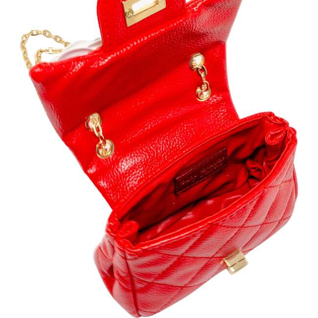 Classic Quilted Flower Pearl Handbag,  Red - Bags - 4