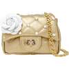 Classic Quilted Flower Pearl Handbag,  Gold - Bags - 1 - thumbnail