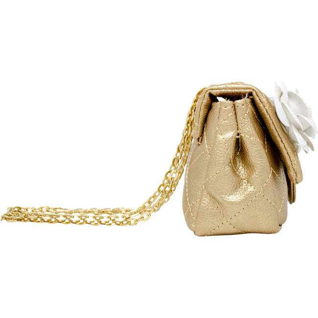 Classic Quilted Flower Pearl Handbag,  Gold - Bags - 2