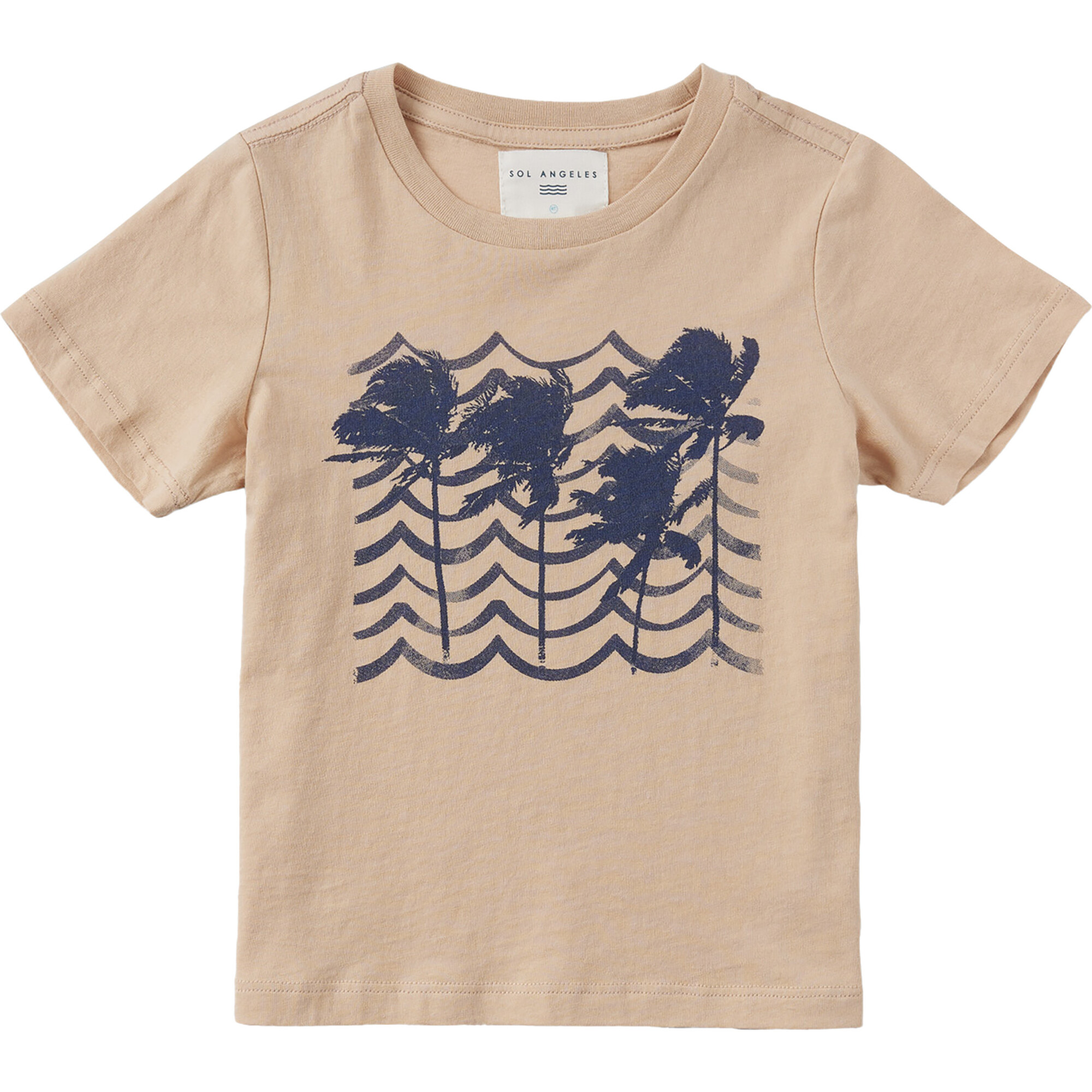 Wavy Palm Marlow Crew Neck Short Sleeve T-Shirt, Tan - T-Shirts - 1