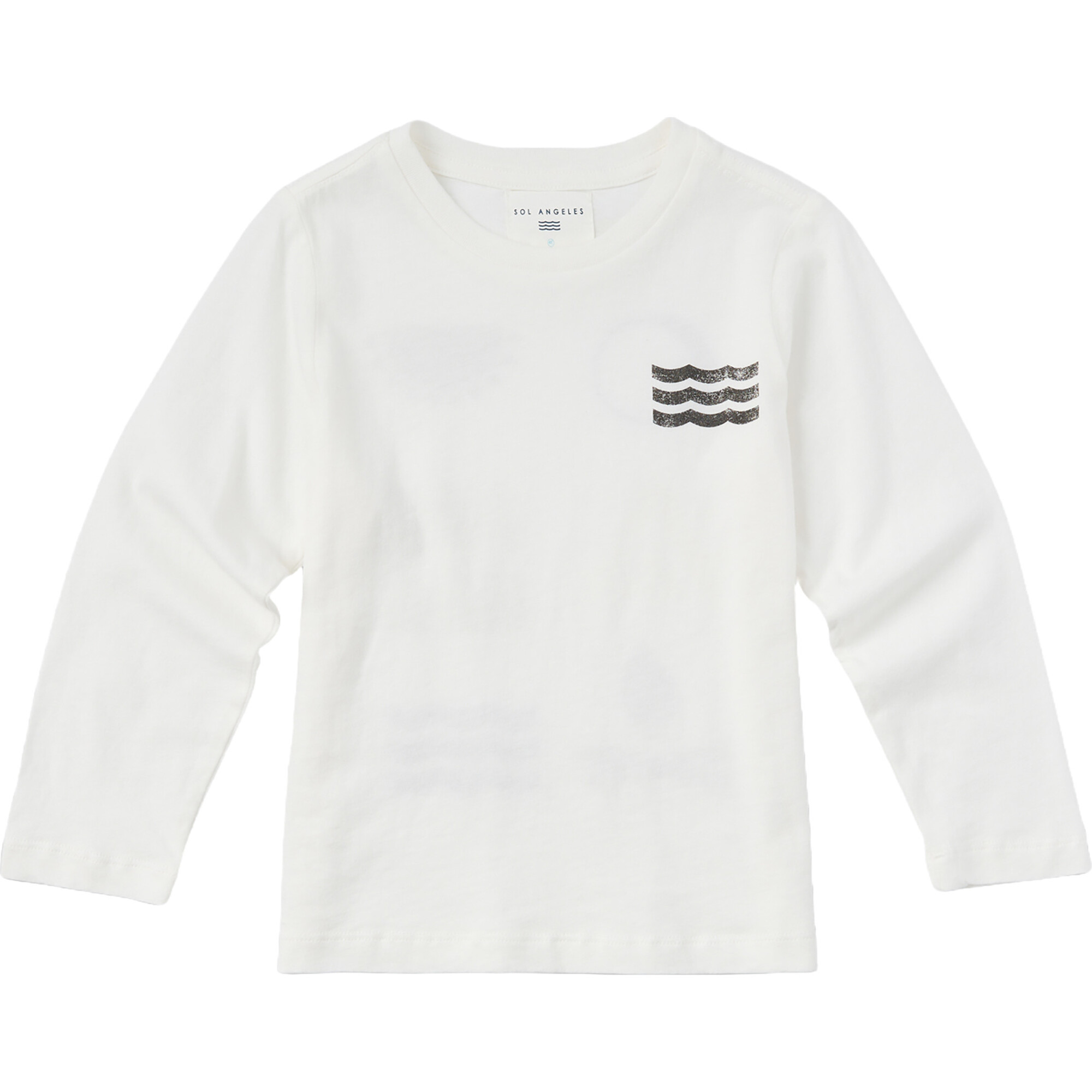 Sol Camp Rodeo Waves Print Crew Neck Long Sleeve T-Shirt, White - T-Shirts - 1