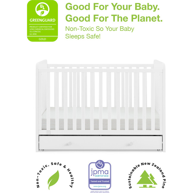 Graham 4-In-1 Convertible Crib With Storage Drawer, White - Cribs - 3