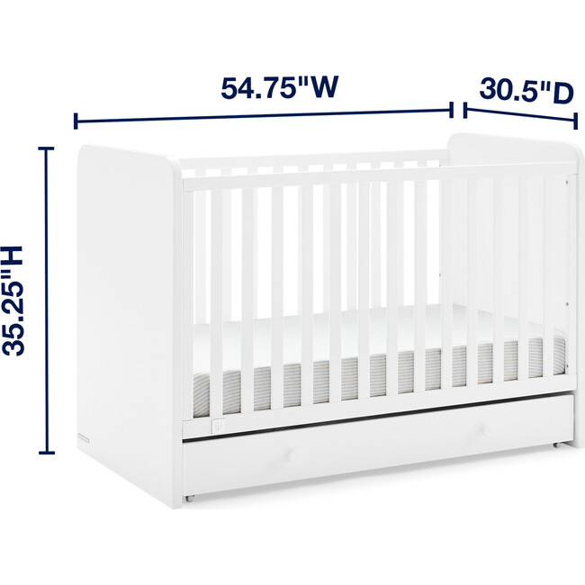 Graham 4-In-1 Convertible Crib With Storage Drawer, White - Cribs - 4