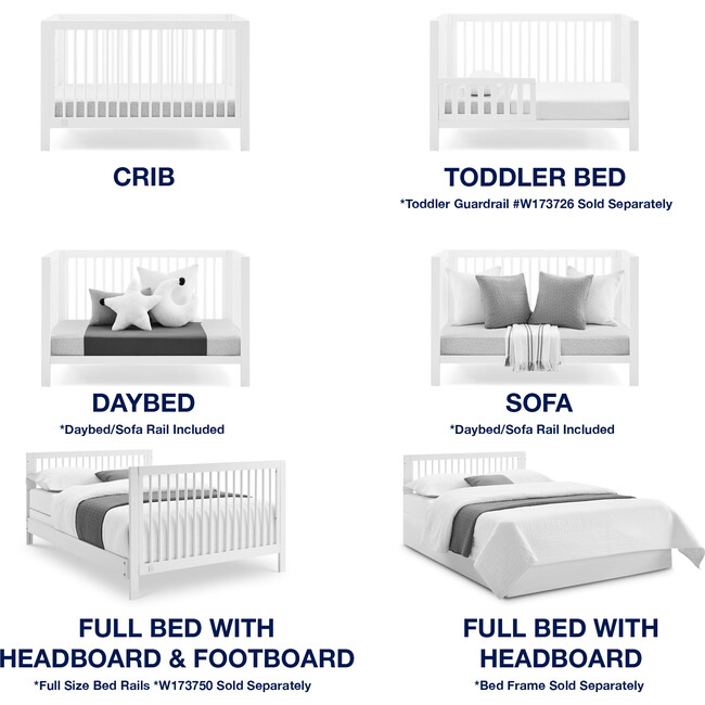 Charlie 6-In-1 Convertible Crib, White - Cribs - 2