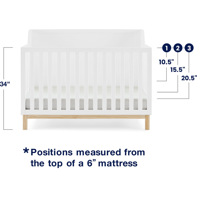 Oxford 6-In-1 Convertible Crib, White - Cribs - 4