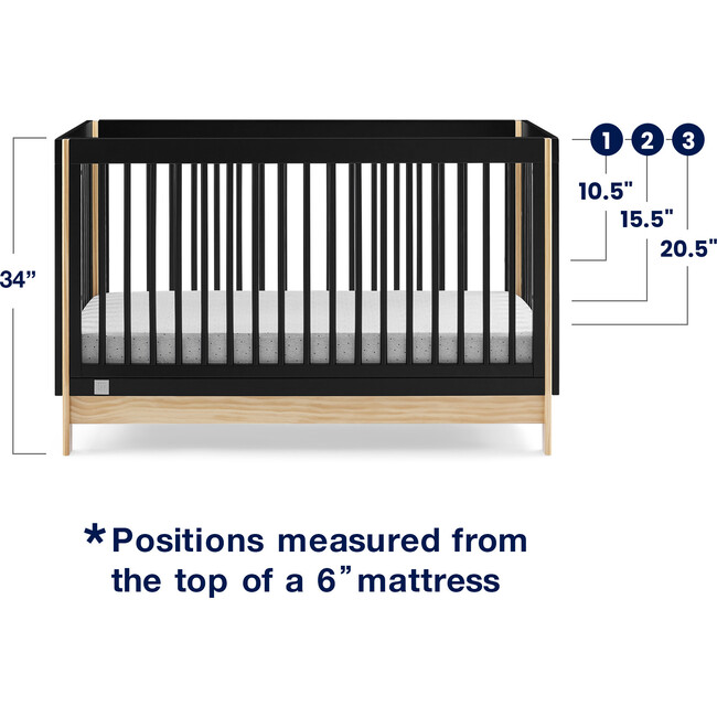 Tate 4-In-1 Convertible Crib, Black - Cribs - 4