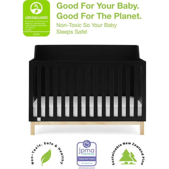 Oxford 6-In-1 Convertible Crib, Black - Cribs - 3