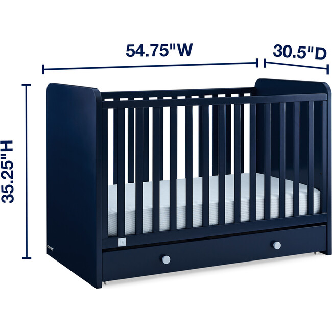 Graham 4-In-1 Convertible Crib With Storage Drawer, Blue - Cribs - 4