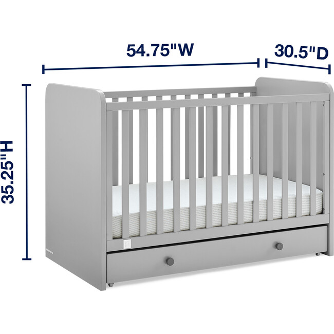 Graham 4-In-1 Convertible Crib With Storage Drawer, Grey - Cribs - 4