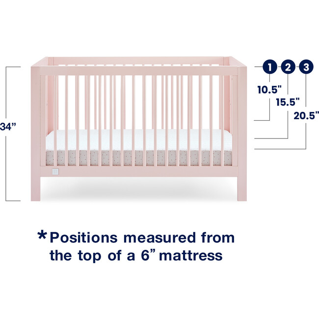 Charlie 6-In-1 Convertible Crib, Pink - Cribs - 4