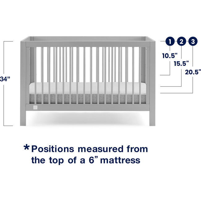 Charlie 6-In-1 Convertible Crib, Grey - Cribs - 4