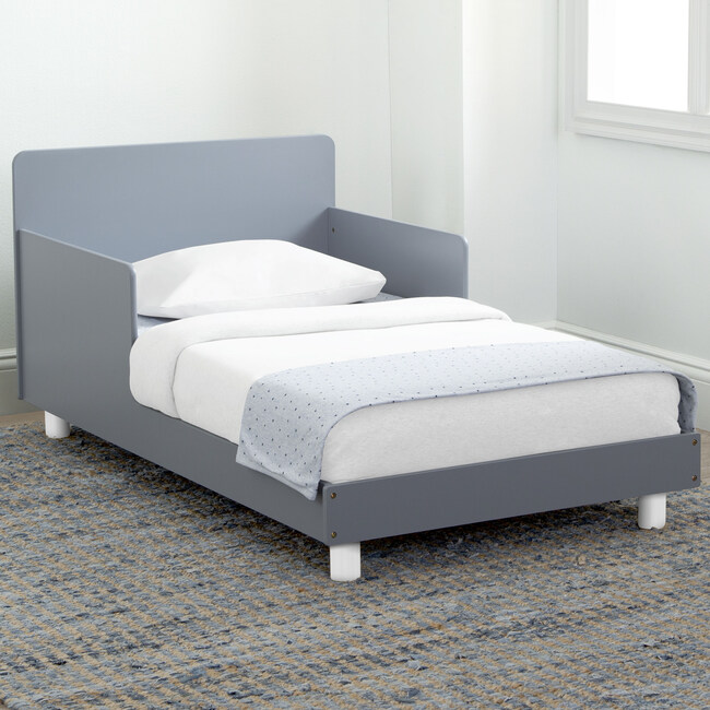 Square Headboard Toddler Bed, Grey - Beds - 5