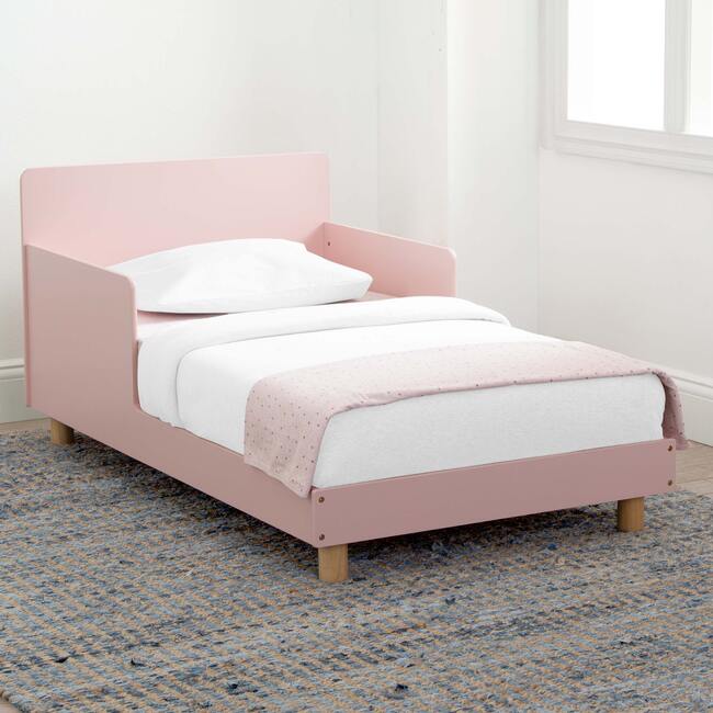 Square Headboard Toddler Bed, Pink - Beds - 5