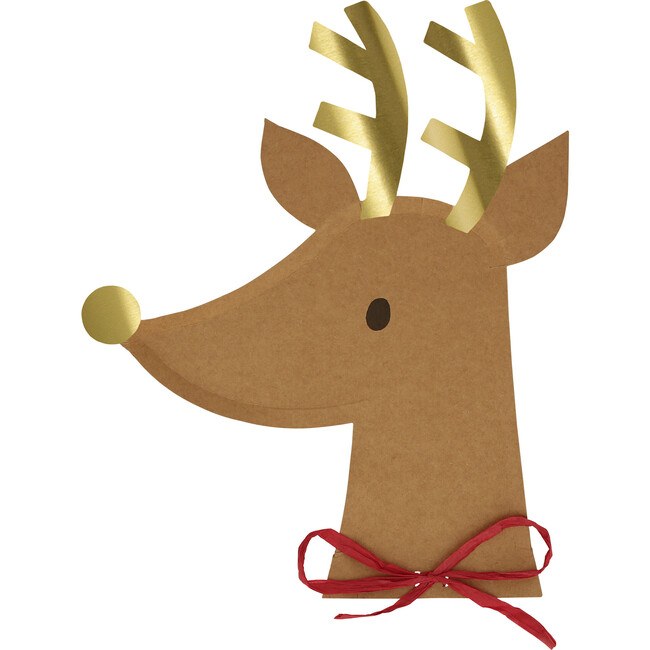 Reindeer With Raffia Bow Plates - Party - 4