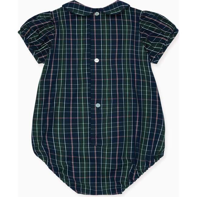 Baby Navy Tartan Dolores Hand-Smocked Romper - Rompers - 2