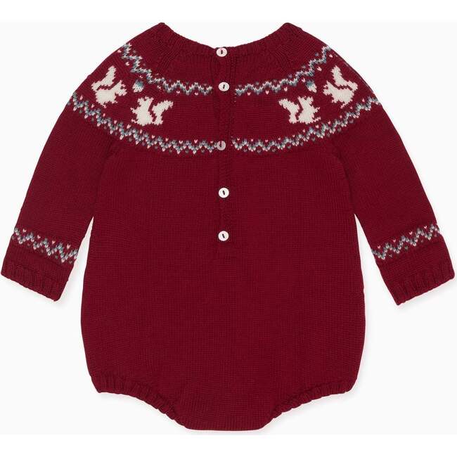 Baby Burgundy Merino Fair Isle Knitted Romper - Rompers - 3