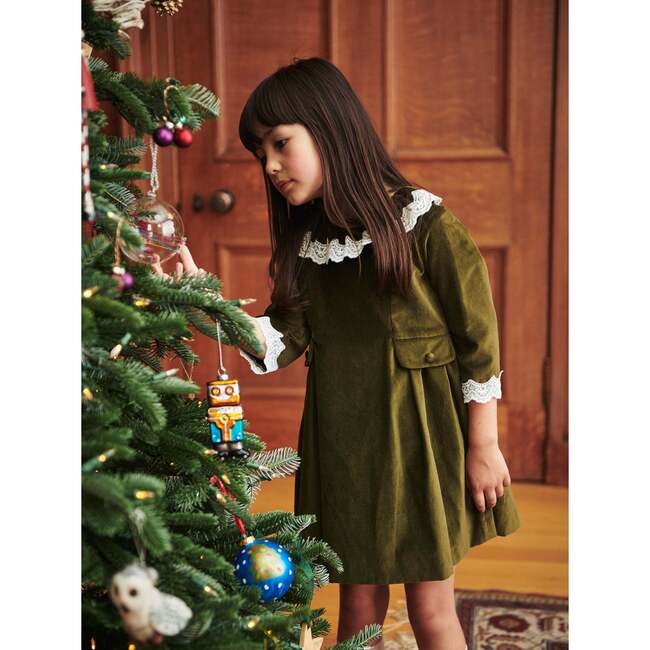 Olive Maranta Velvet Girl Dress - Dresses - 2