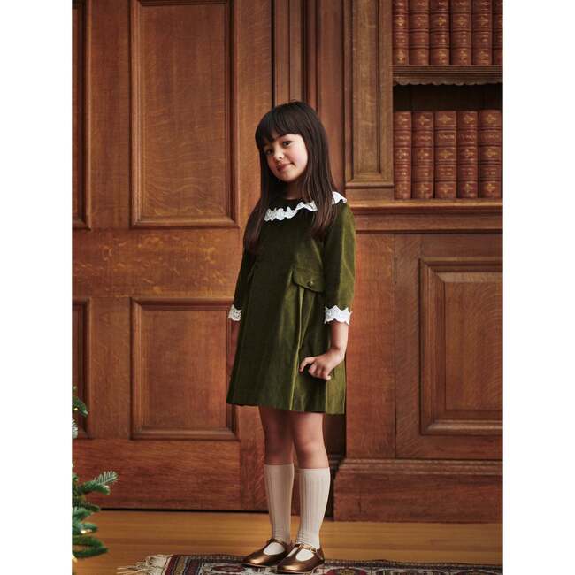 Olive Maranta Velvet Girl Dress - Dresses - 5