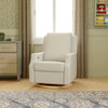 Crewe Electronic Recliner and Swivel Glider in Fog Chatham Stripe Light Wood Base - Nursery Chairs - 3