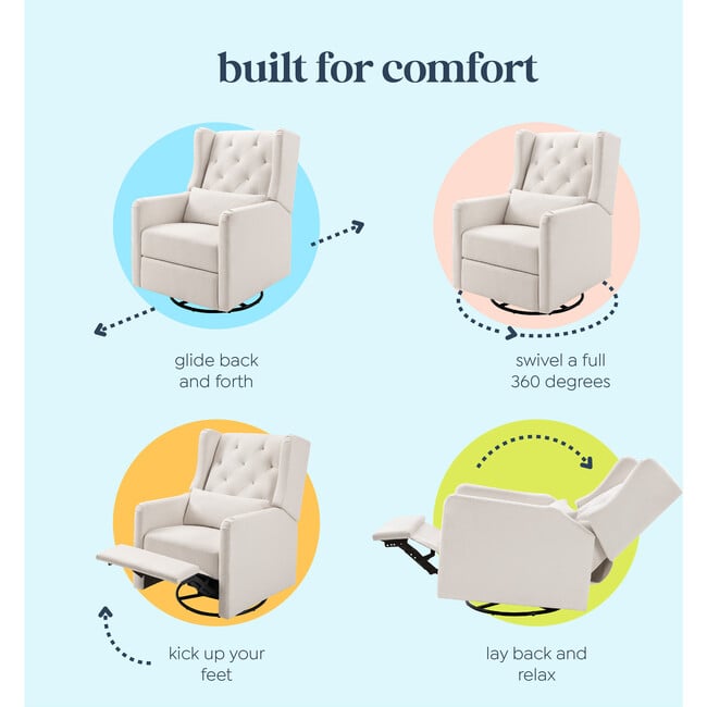 Everly Recliner and Swivel Glider, Cream Eco-Weave - Nursery Chairs - 4