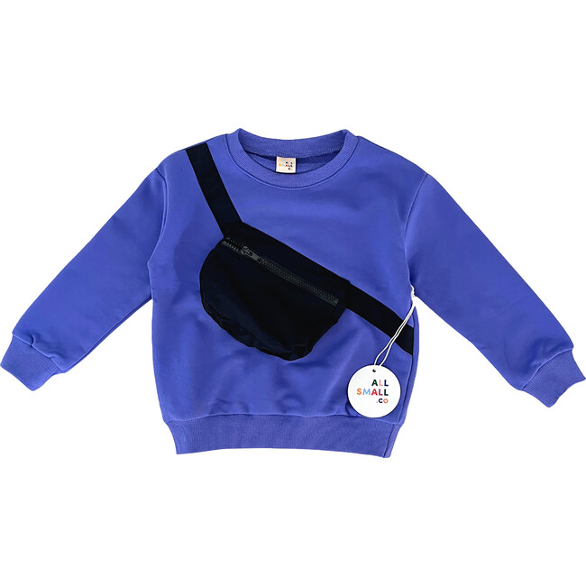 Belt Bag Sweatshirt, Blue - Sweatshirts - 1