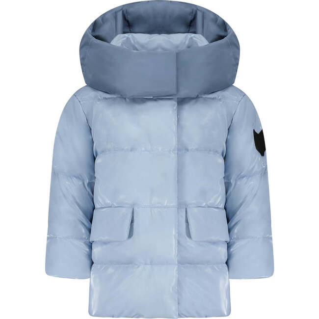 The Xoey High Collar Mid-Length Zipper Puffer Down Jacket, Blue